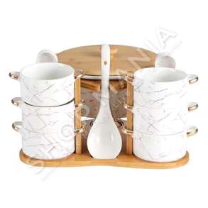 SET PJATA SUPE & LUGE QERAMIKE ME BAZE BAMBUJE