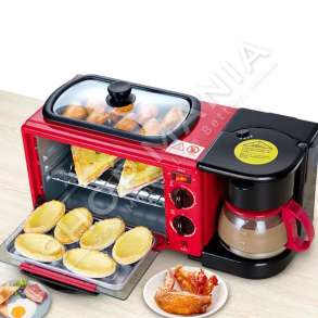 AVINAS - PAJISJE ELEKTRIKE MULTIFUNKSIONALE 3 NE 1 PER PERGATITJEN E VAKTEVE 1050W "ELECTRIC BREAKFAST MACHINE MULTIFUNCTION COFFEE MAKER FRYING PAN MINI OVEN" - AV-9L