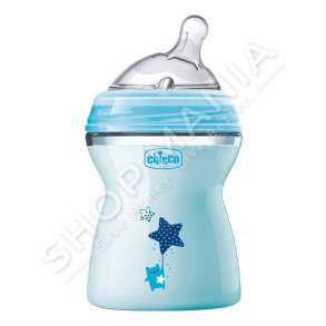 CHICCO - SHISHE ME BIBERON SILIKONI 250ML/+2MUAJSH "FEEDING BOTTLE NATURAL FEELING BLUE" - 8058664085019