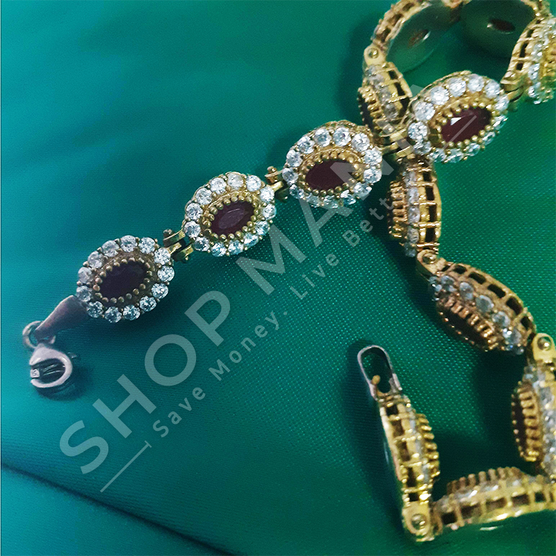 BYZYLYK ARGJEND ME GUR ZIRKON "OVALE - VISHNJE"