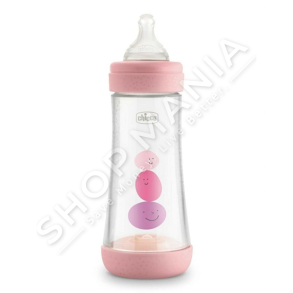 CHICCO - SHISHE ME BIBERON SILIKONI 300ML/+4MUAJSH "FEEDING BOTTLE PERFECT 5 FOR GIRL FAST FLOW" - 8058664122110