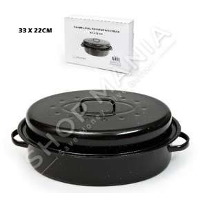 HOMESTYLE - TAVE OVALE ME VESHJE SMALTI ME KAPAK + ZGARE - 33X22CM