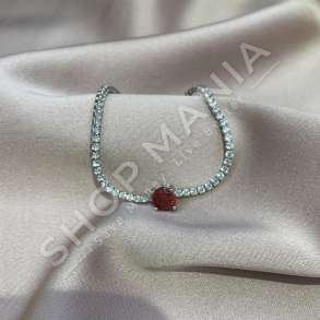 BYZYLYK ARGJEND ME GUR ZIRKONI TE KUQ "FORME RRETHORE'' - KL-219