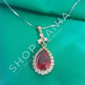 VARESE ARGJEND ME GUR ZIRKONI E KUQE "FORME PIKE LOTI"