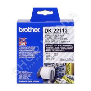 BROTHER - ETIKETA DK-22113, 62MM X 15,24M NGJYRË TRASPARENTE