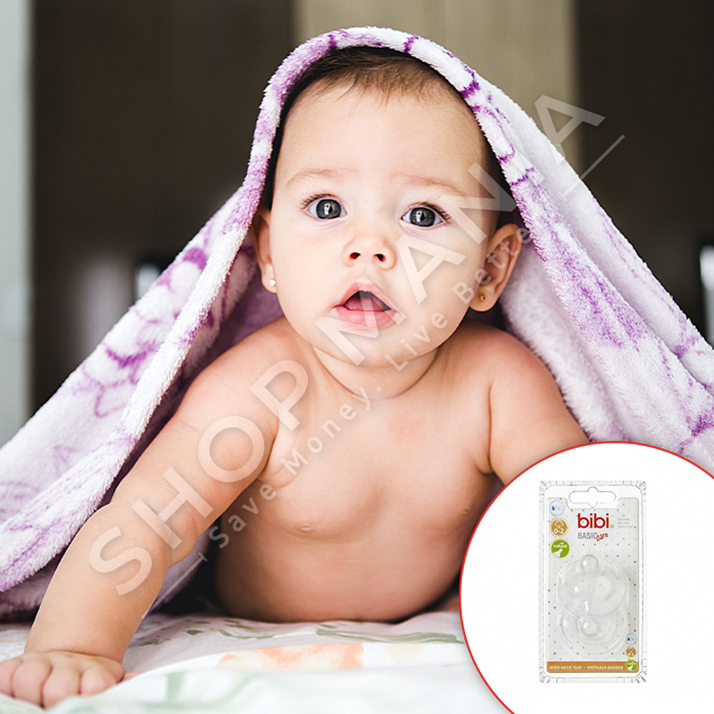 BIBI - BIBERON SILIKONI PER SHISHE ME GRYKE TE GJERE "NATURAL - BASICCARE" - 2 COPE, +0 MUAJ