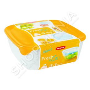 CURVER - SET 4 TASA USHQIMESH ME KAPAK 0.25L/0.8L/1.7L/2.9L "FRESH&GO TRANSPARENT & YELLOW" - 3253928927035