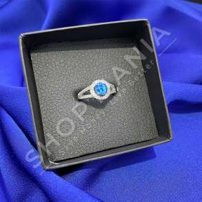 UNAZE ARGJEND ME GUR ZIRKONI BLU "FORME RRETHORE" -KL-172