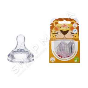 BIBI - BIBERON SILIKONI PER SHISHE ME GRYKE TE NGUSHTE "NATURAL" - 2 COPE, +0 MUAJ