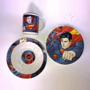 SET PORCELANI PER FEMIJE ME DIZAJN SUPERMAN (2 PJATA + FILXHAN)