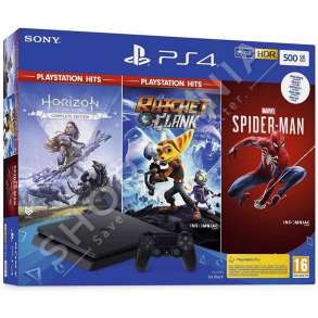 SONY - PS4 500GB SLIM + SPIDERMAN/HORIZON ZERO DOWN/RATCHET AND CLANK