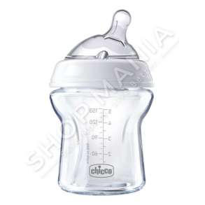 CHICCO - SHISHE QELQI ME BIBERON SILIKONI 150ML/+0MUAJSH "FEEDING BOTTLE NATURAL FEELING GLASS BABY BOTTLE" - 8058664074167