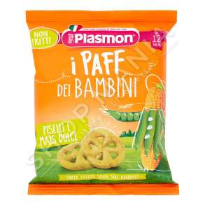 PLASMON - PATATINA TE BUTA ME BIZELE & MISER 15G/+12MUAJSH "PAFF DEI BAMBINI PISELLI E MAIS DOLCE" - 8001040200834