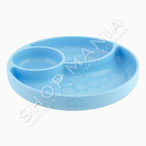 CHICCO - PJATE SILIKONI ME 3 NDARJE +12MUAJSH "SILICONE DIVIDED PLATE WITH SECTIONS EAT EASY BLUE" - 8058664127535