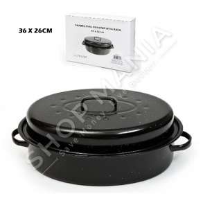 COMO - TAVE OVALE ME VESHJE SMALTI ME KAPAK + ZGARE "JM-C02" - 36X26CM