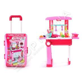 KIDZ N TOYS - SET KUZHINE ME AKSESORE GATIMI & VALIXHE 2NE1 +4VJEC "LITTLE CHEF SET KITCHEN SUPPLIES KITCHEN TABLE GAME SET"